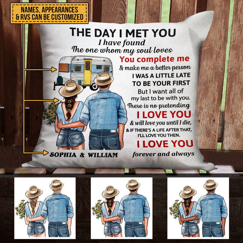 Personalized Camping Young Couple The Day Customized Pillow