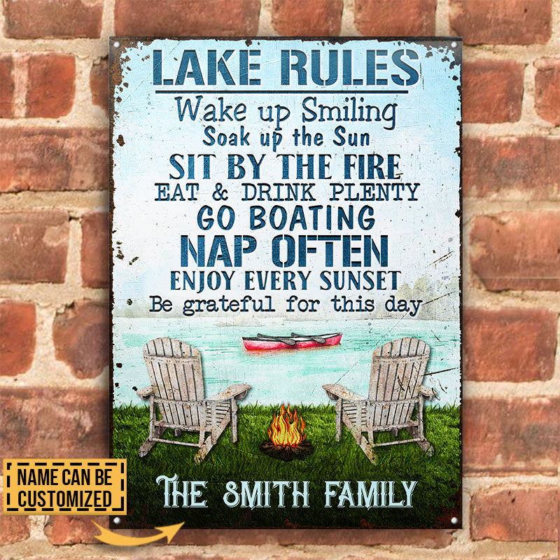 Personalized Canoeing Lake Rules Custom Metal Signs