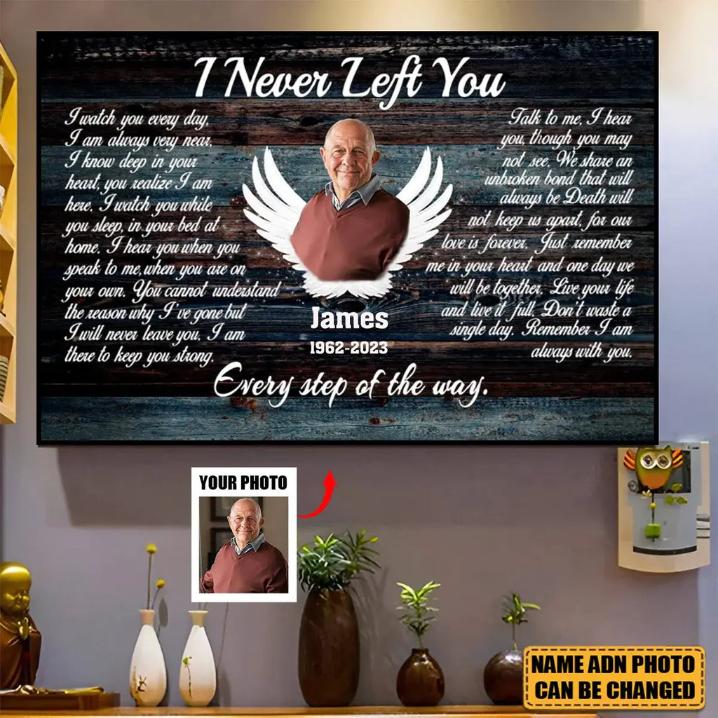 Personalized Canvas Prints, Custom Photo, Memorial Gifts - Angel Wings I Never Left You Poster The Next Custom Gift
