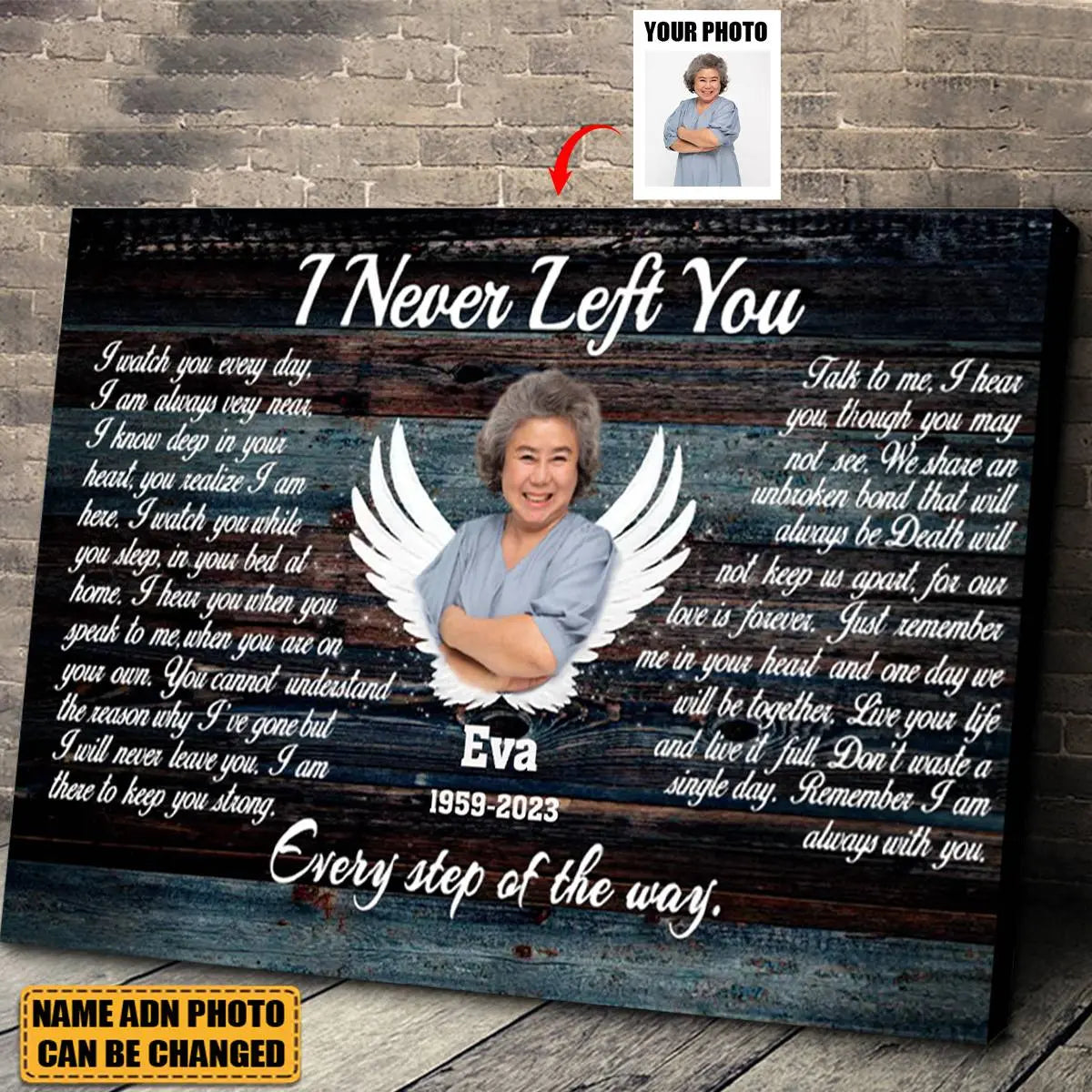 Personalized Canvas Prints, Custom Photo, Memorial Gifts - Angel Wings I Never Left You Poster The Next Custom Gift