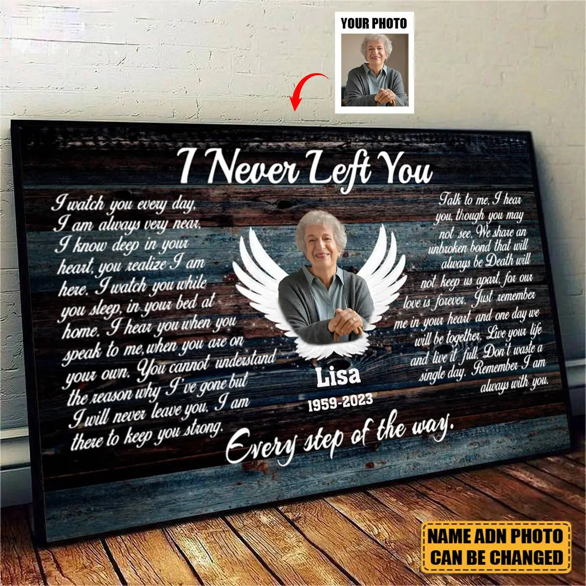 Personalized Canvas Prints, Custom Photo, Memorial Gifts - Angel Wings I Never Left You Poster The Next Custom Gift