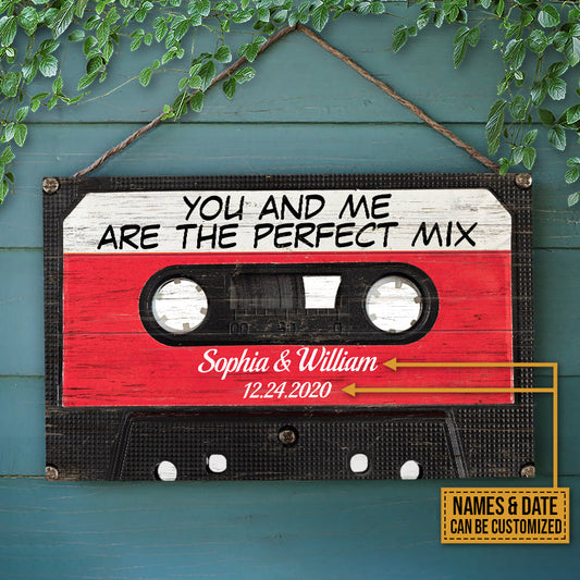 Personalized Cassette Tape Couple The Perfect Mix Custom Wood Rectangle Sign