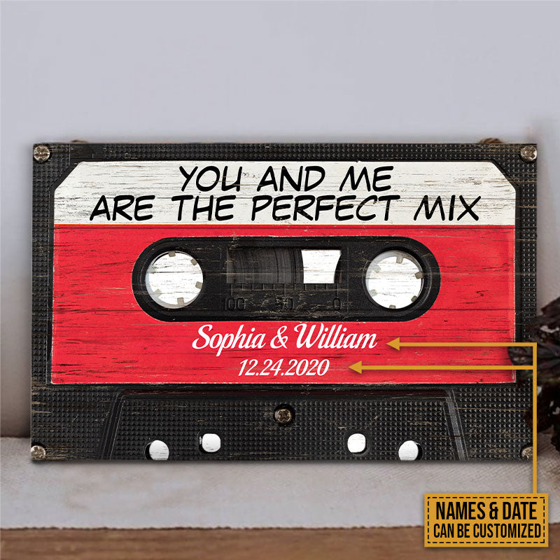 Personalized Cassette Tape Couple The Perfect Mix Custom Wood Rectangle Sign