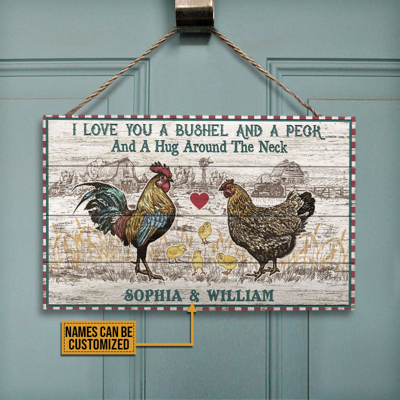 Personalized Chicken A Bushel And A Peck Custom Wood Rectangle Sign