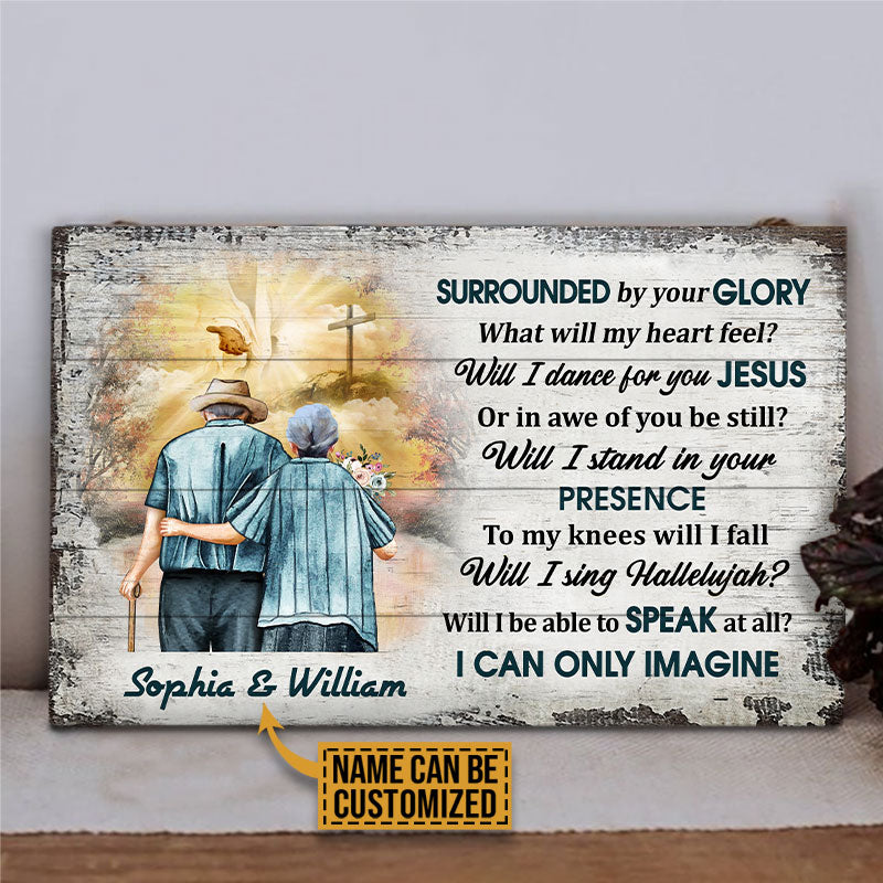 Personalized Christian Old Couple I Can Only Imagine Custom Wood Rectangle Sign