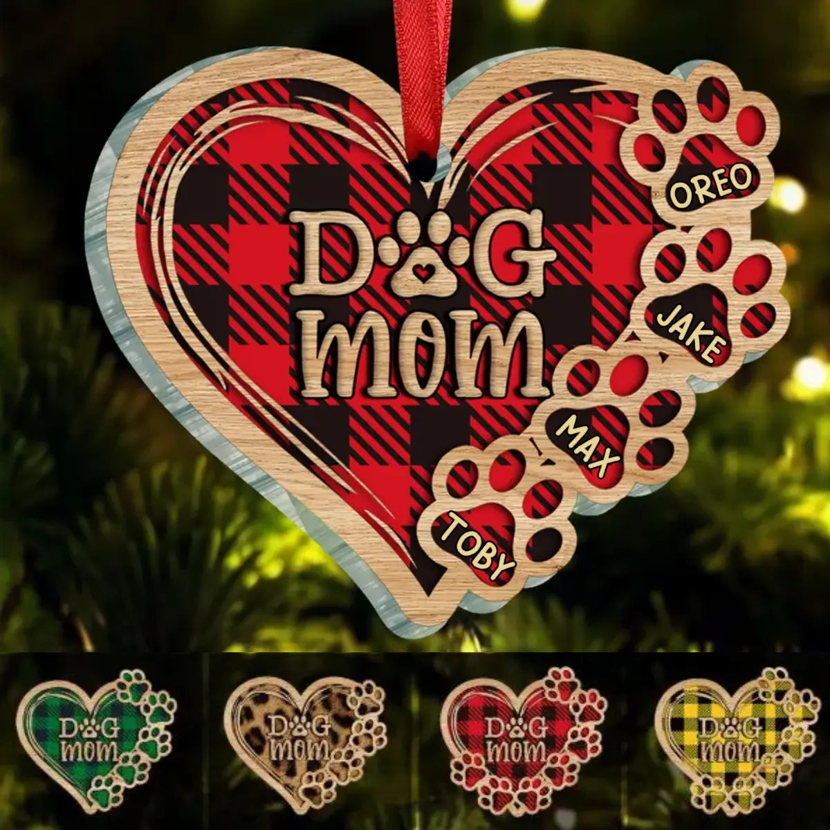 Personalized Christmas Dog Mom Heart Wood Ornament NVL14OCT21CT2 ornament The Next Custom Gift