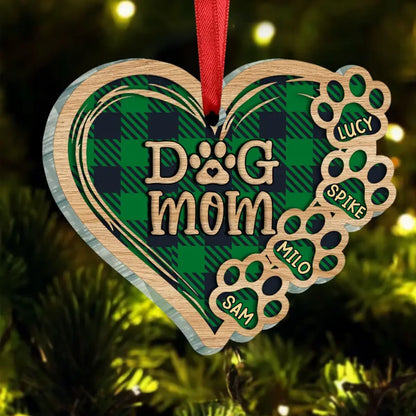 Personalized Christmas Dog Mom Heart Wood Ornament NVL14OCT21CT2 ornament The Next Custom Gift