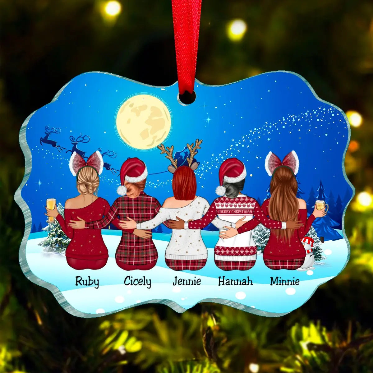 Personalized Christmas Ornament - Sisters Besties Gift Christmas Idea (moon)