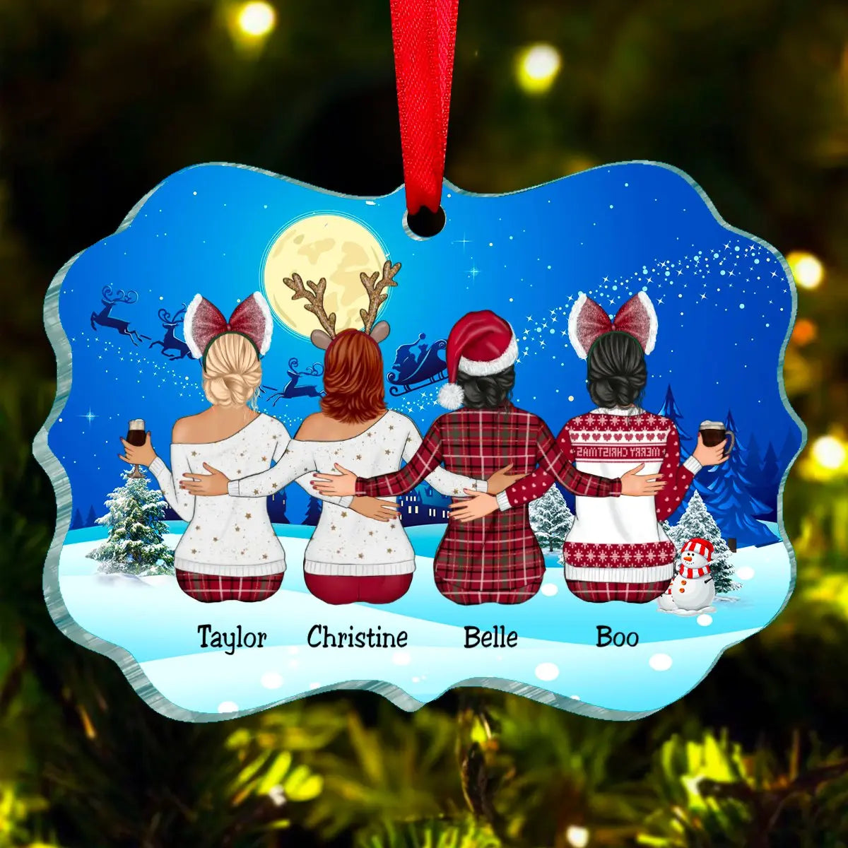 Personalized Christmas Ornament - Sisters Besties Gift Christmas Idea (moon)