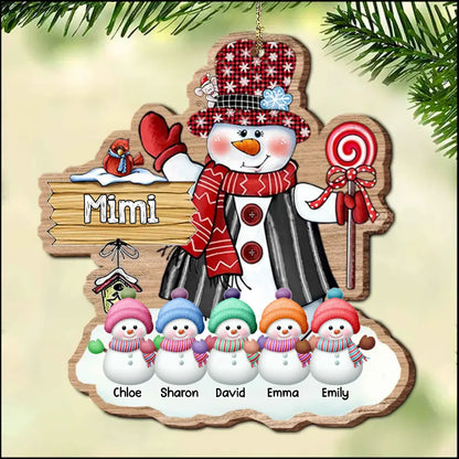 Personalized Christmas Snowman Grandma Nana Mom Wood Ornament ornament The Next Custom Gift