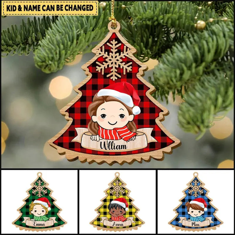 Personalized Christmas Tree Kid Wood Ornament ornament The Next Custom Gift