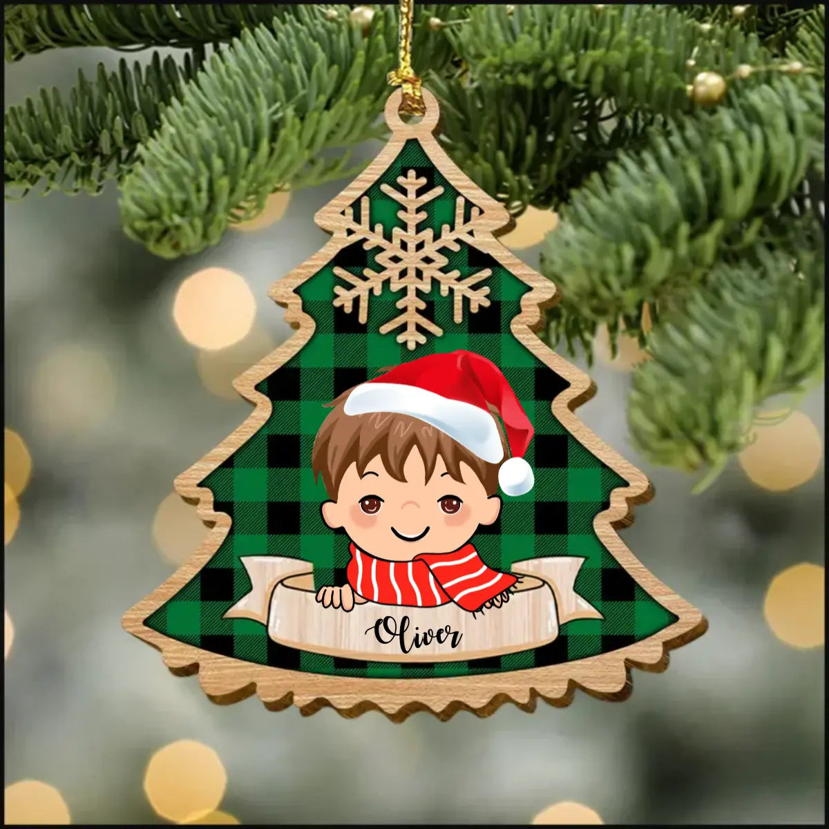 Personalized Christmas Tree Kid Wood Ornament ornament The Next Custom Gift