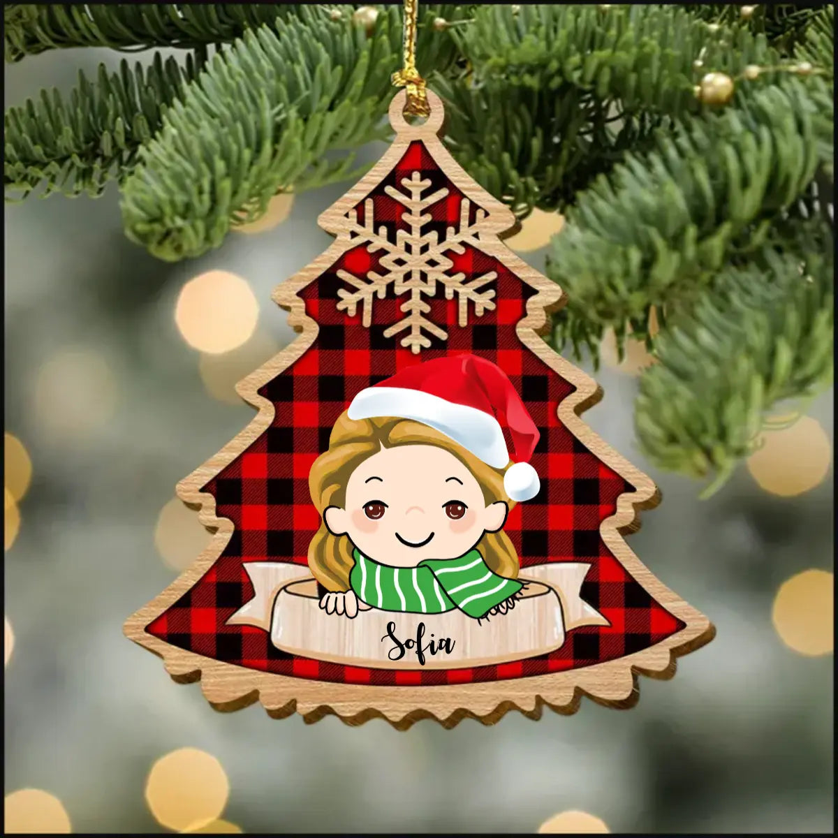 Personalized Christmas Tree Kid Wood Ornament ornament The Next Custom Gift