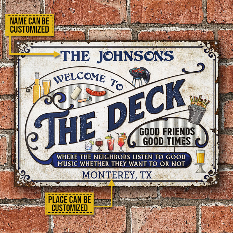 Personalized Deck Grilling Blue Listen To The Good Music Custom Classic Metal Signs