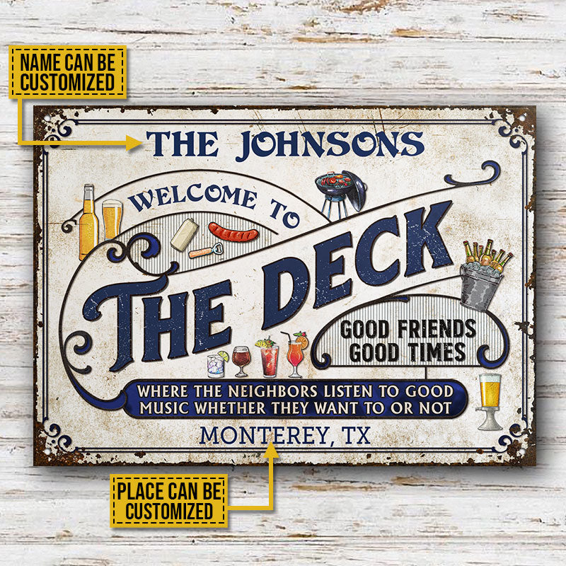 Personalized Deck Grilling Blue Listen To The Good Music Custom Classic Metal Signs