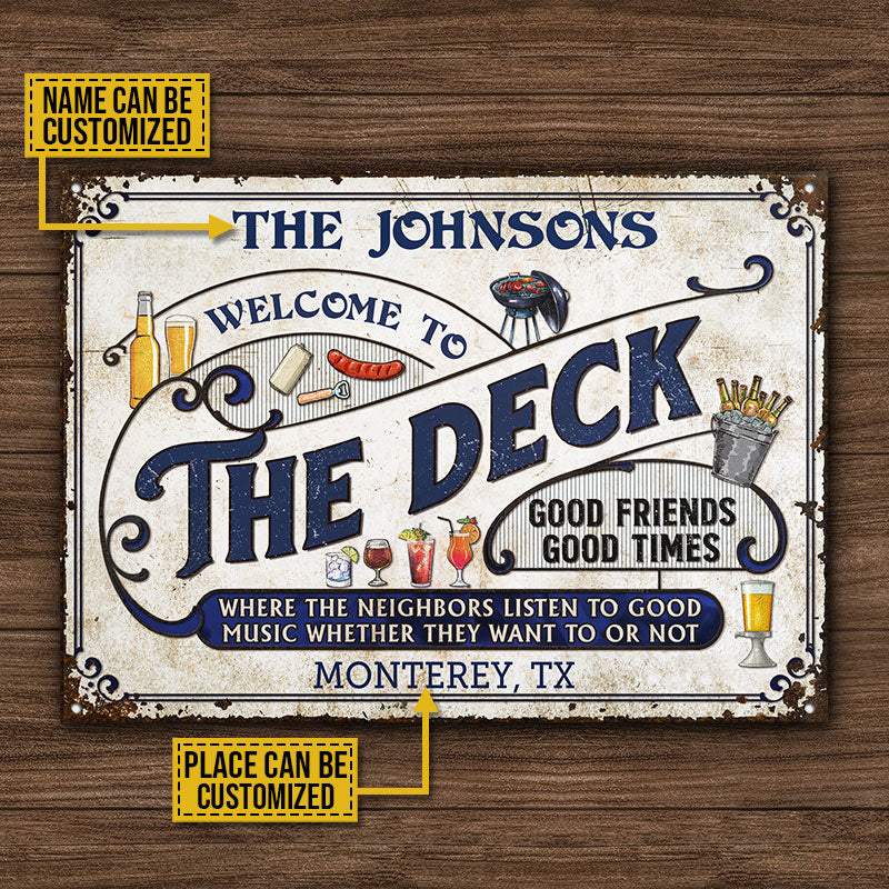 Personalized Deck Grilling Blue Listen To The Good Music Custom Classic Metal Signs