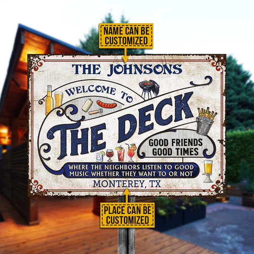 Personalized Deck Grilling Blue Listen To The Good Music Custom Classic Metal Signs