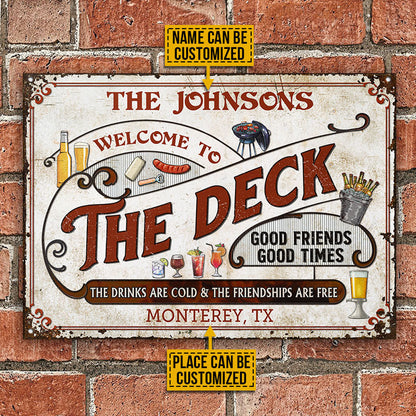 Personalized Deck Grilling Red Drinks Are Cold Custom Classic Metal Signs