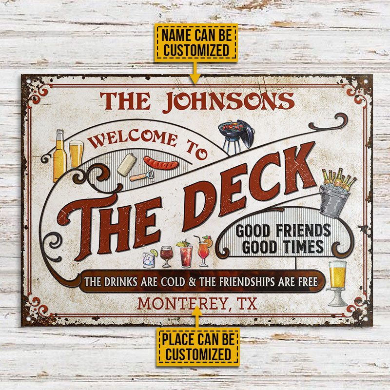 Personalized Deck Grilling Red Drinks Are Cold Custom Classic Metal Signs