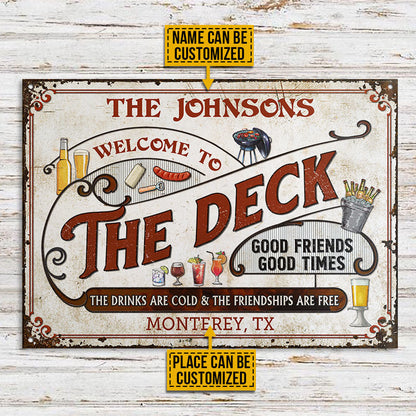 Personalized Deck Grilling Red Drinks Are Cold Custom Classic Metal Signs
