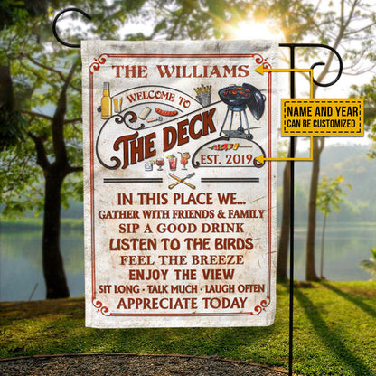 Personalized Deck Grilling Red Gather With Friends Custom Flag