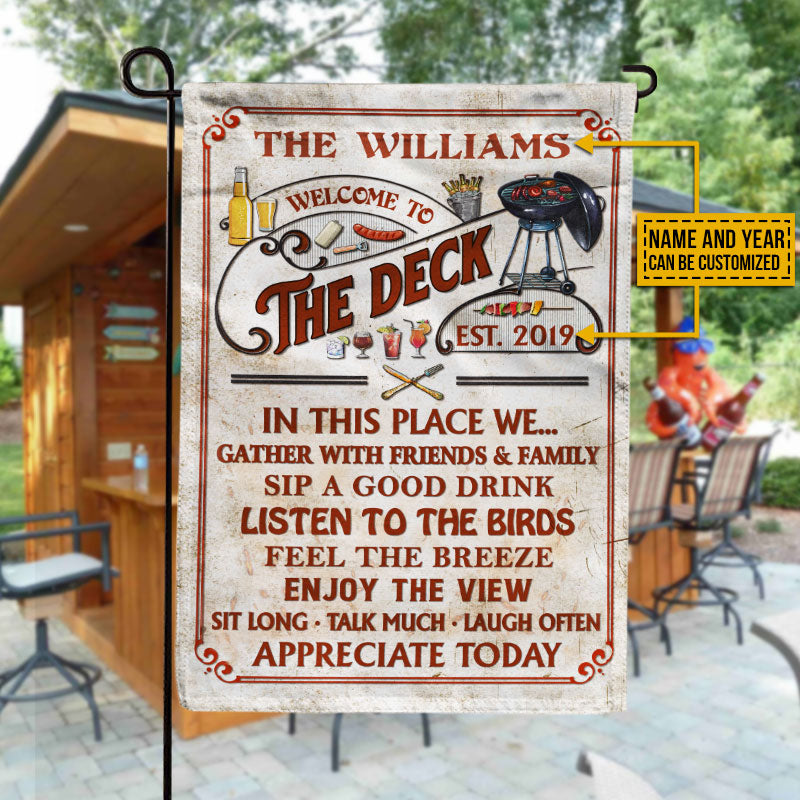 Personalized Deck Grilling Red Gather With Friends Custom Flag