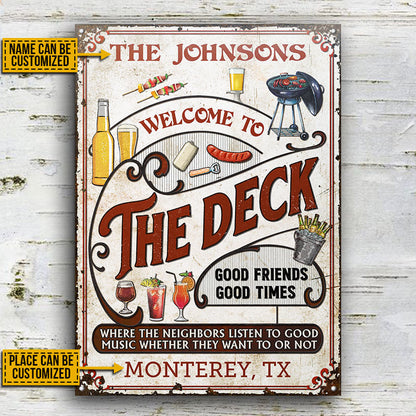 Personalized Deck Grilling Red Listen To The Good Music Vertical Custom Classic Metal Signs