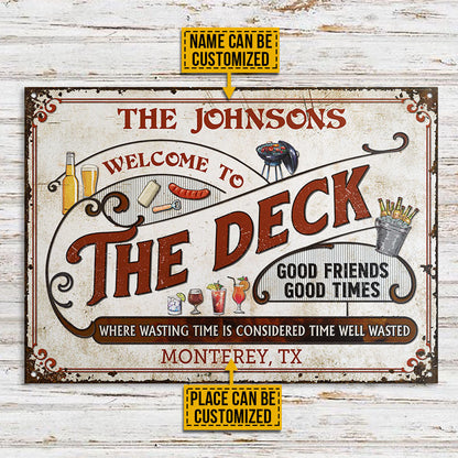Personalized Deck Grilling Red Where Wasting Time Custom Classic Metal Signs
