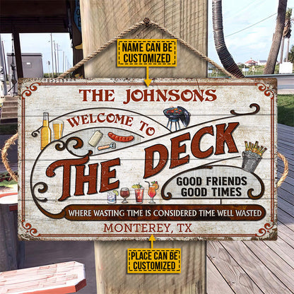 Personalized Deck Grilling Red Where Wasting Time Custom Wood Rectangle Sign