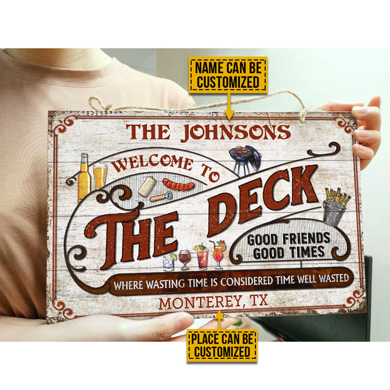 Personalized Deck Grilling Red Where Wasting Time Custom Wood Rectangle Sign