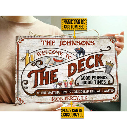 Personalized Deck Grilling Red Where Wasting Time Custom Wood Rectangle Sign