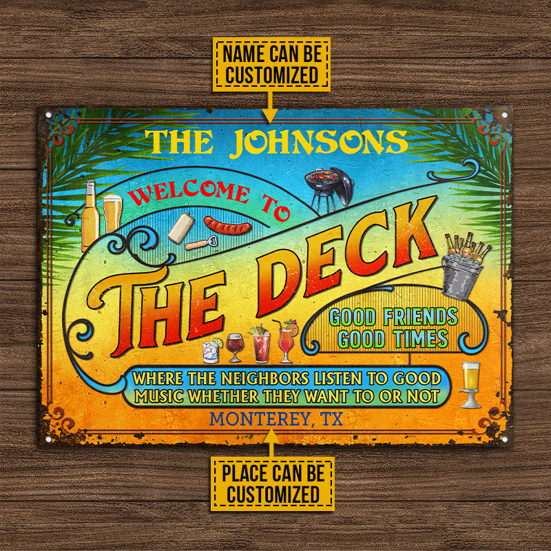 Personalized Deck Grilling Summer Listen To The Good Music Custom Classic Metal Signs