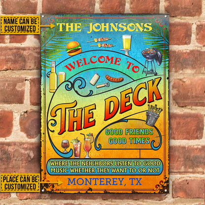 Personalized Deck Grilling Summer Listen To The Good Music Vertical Custom Classic Metal Signs