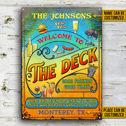 Personalized Deck Grilling Summer Listen To The Good Music Vertical Custom Classic Metal Signs