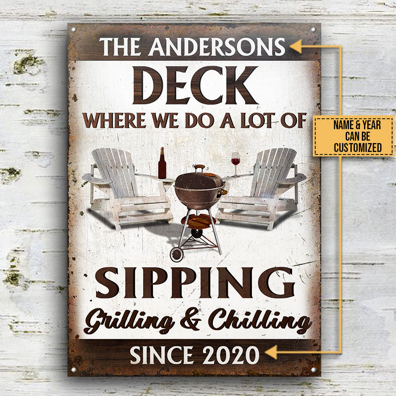 Personalized Deck Sipping Grilling Custom Classic Metal Signs