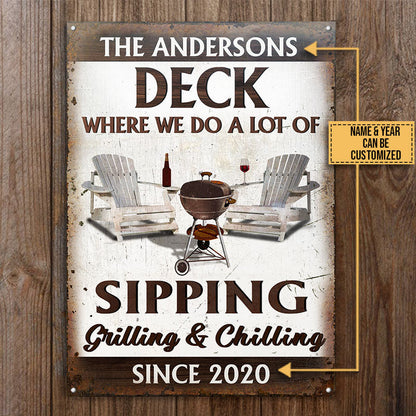Personalized Deck Sipping Grilling Custom Classic Metal Signs