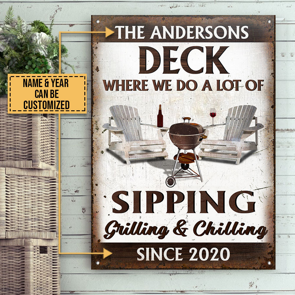 Personalized Deck Sipping Grilling Custom Classic Metal Signs