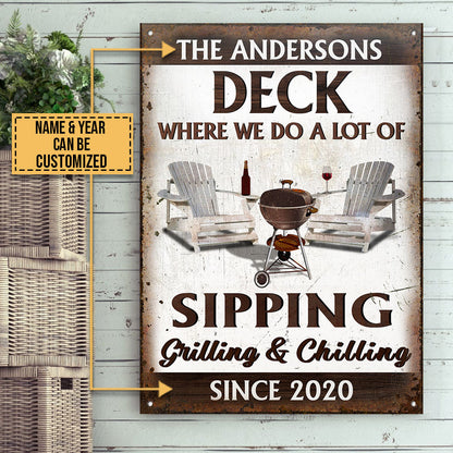 Personalized Deck Sipping Grilling Custom Classic Metal Signs