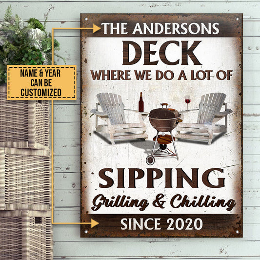 Personalized Deck Sipping Grilling Custom Classic Metal Signs
