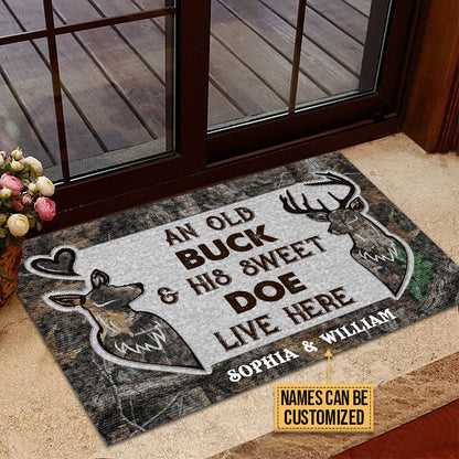 Personalized Deer An Old Buck And His Doe Custom Doormat