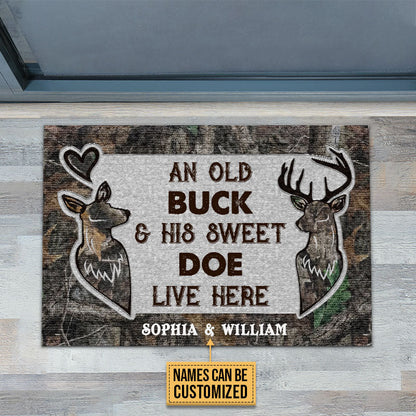 Personalized Deer An Old Buck And His Doe Custom Doormat