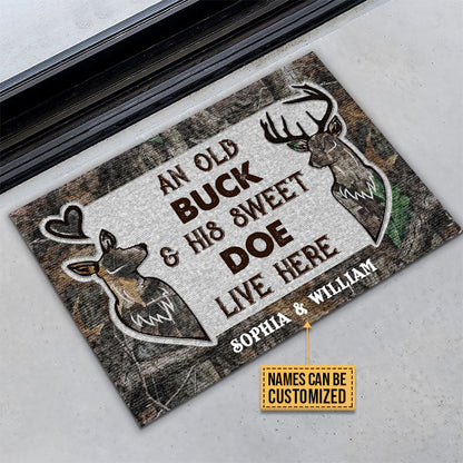 Personalized Deer An Old Buck And His Doe Custom Doormat