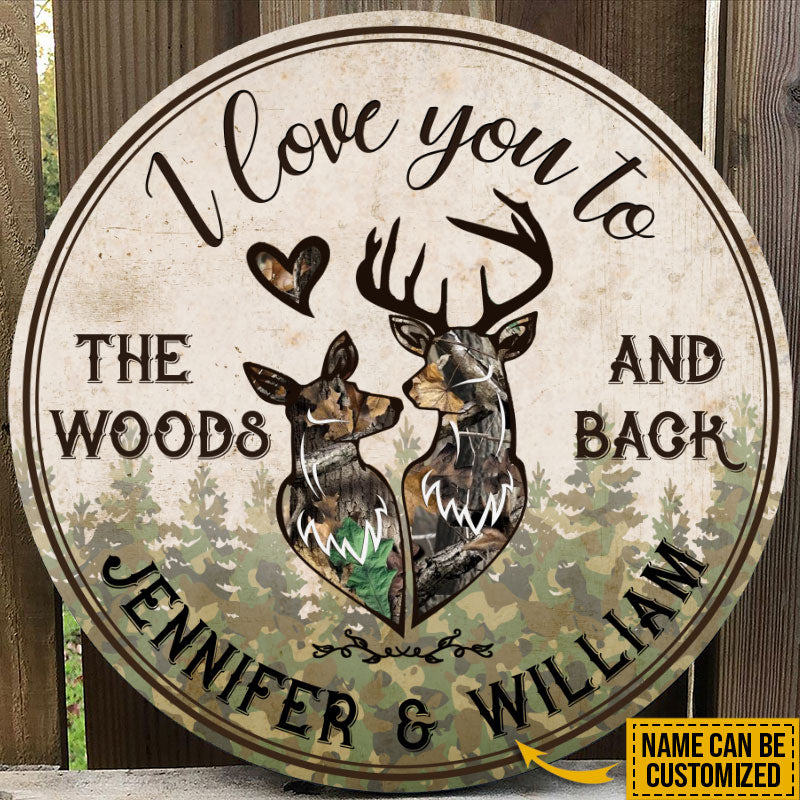 Personalized Deer Love To The Woods Customized Wood Circle Sign