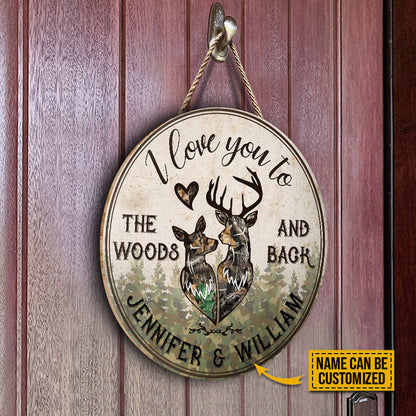 Personalized Deer Love To The Woods Customized Wood Circle Sign