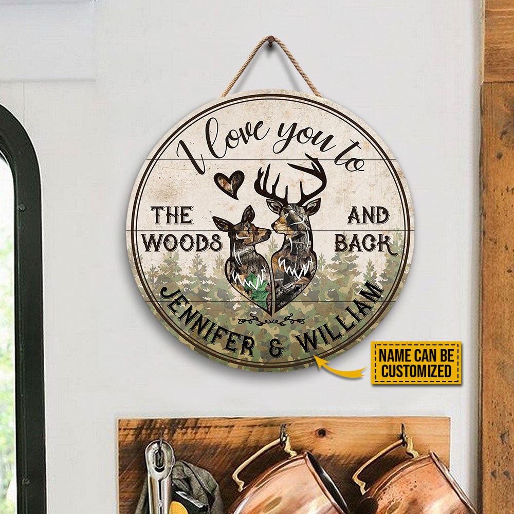 Personalized Deer Love To The Woods Customized Wood Circle Sign