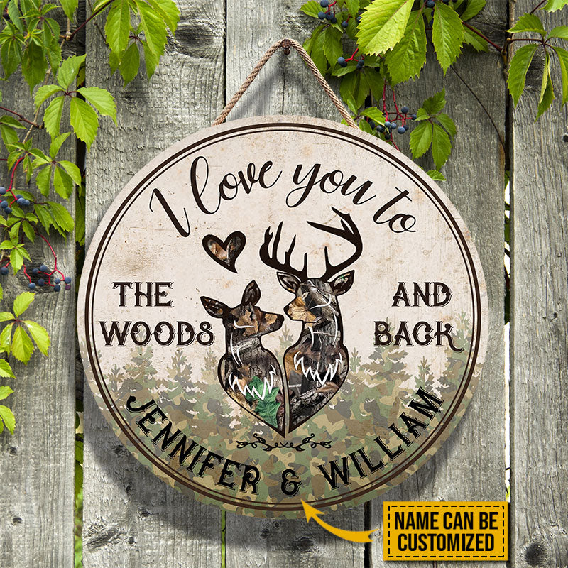 Personalized Deer Love To The Woods Customized Wood Circle Sign