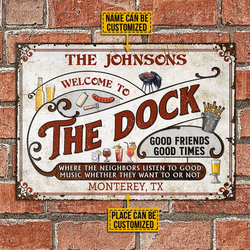 Personalized Dock Grilling Red Listen To The Good Music Custom Classic Metal Signs