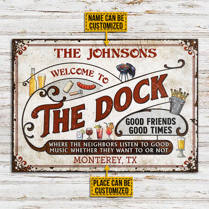 Personalized Dock Grilling Red Listen To The Good Music Custom Classic Metal Signs