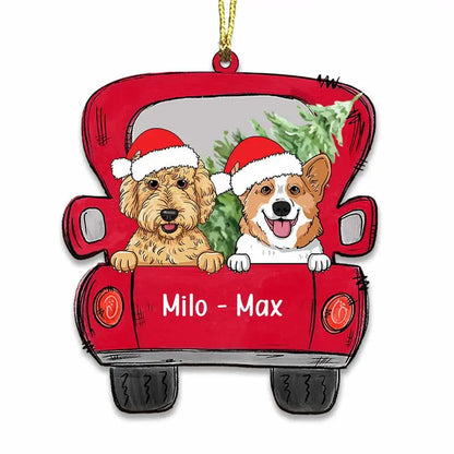 Personalized Dog Christmas Red Truck Ornament ornament The Next Custom Gift