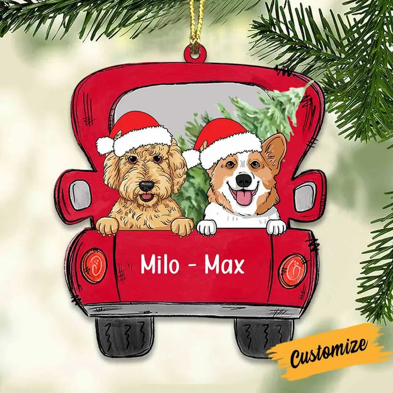 Personalized Dog Christmas Red Truck Ornament ornament The Next Custom Gift